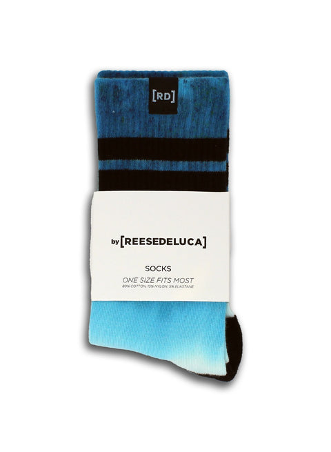Brooklyn Striped Dip Dye Socks in Aqua