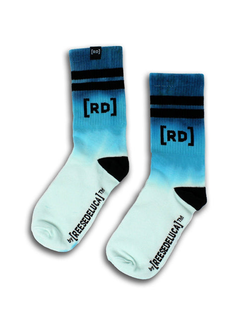 Brooklyn Striped Dip Dye Socks in Aqua