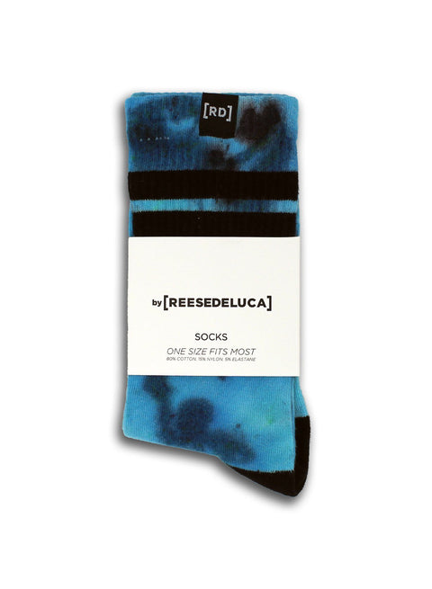 Brooklyn Striped Tie Dye Socks in Aqua Teal