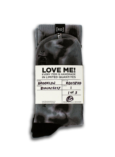 Brooklyn Striped Tie Dye Socks in Black Grey