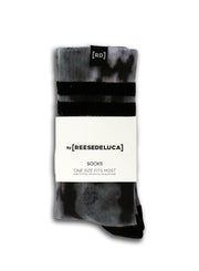 Brooklyn Striped Tie Dye Socks in Black Grey