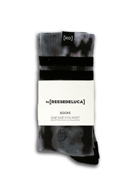 Brooklyn Striped Tie Dye Socks in Black Grey