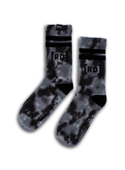 Brooklyn Striped Tie Dye Socks in Black Grey