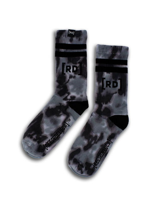 Brooklyn Striped Tie Dye Socks in Black Grey