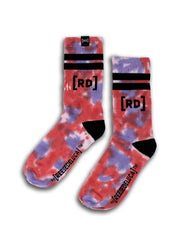 Brooklyn Striped Tie Dye Socks in Coral Purple