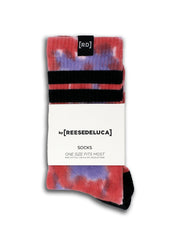Brooklyn Striped Tie Dye Socks in Coral Purple