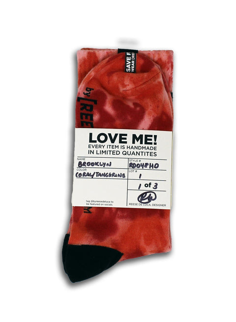 Brooklyn Striped Tie Dye Socks in Coral Tangerine