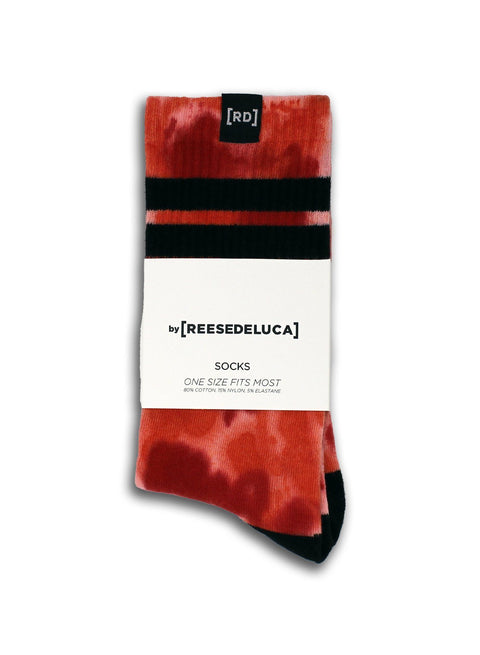 Brooklyn Striped Tie Dye Socks in Coral Tangerine