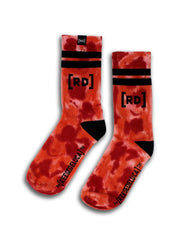Brooklyn Striped Tie Dye Socks in Coral Tangerine