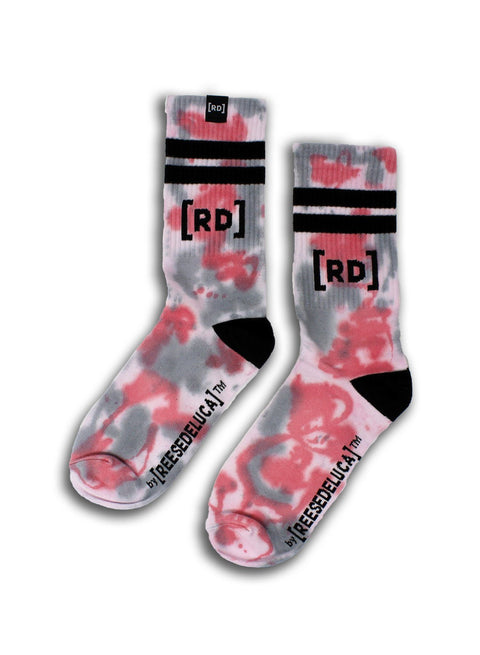 Brooklyn Striped Tie Dye Socks in Pink Grey