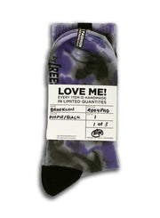 Brooklyn Striped Tie Dye Socks in Purple Black