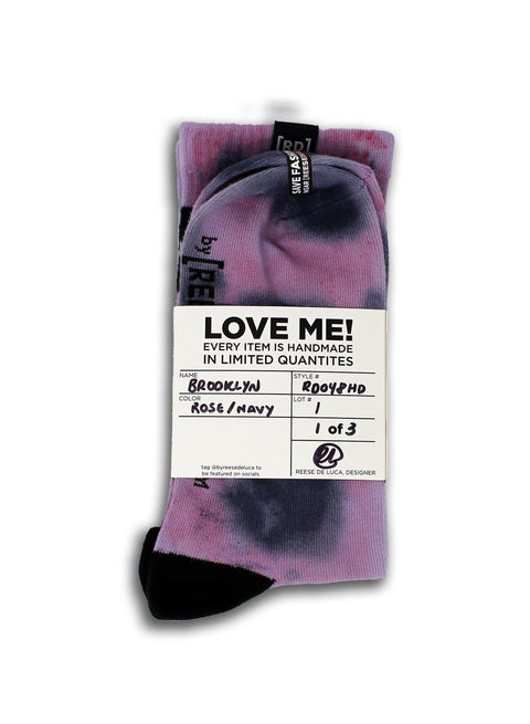 Brooklyn Striped Tie Dye Socks in Rose Navy