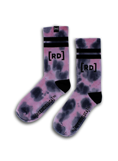 Brooklyn Striped Tie Dye Socks in Rose Navy