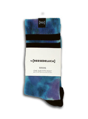Brooklyn Striped Tie Dye Socks in Teal Purple
