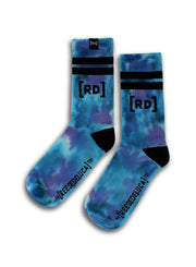 Brooklyn Striped Tie Dye Socks in Teal Purple